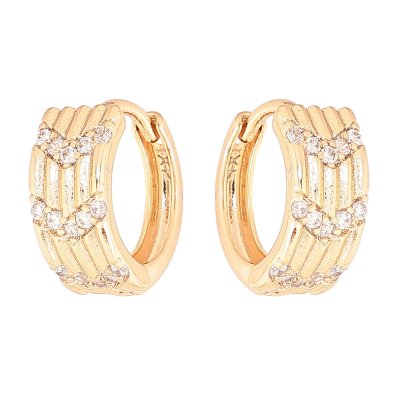 Сережки Xuping Позолота 18K колечка Візерунок з кристалами фото №1 Сережки Xuping Позолота 18K колечка Візерунок з кристалами фото №1