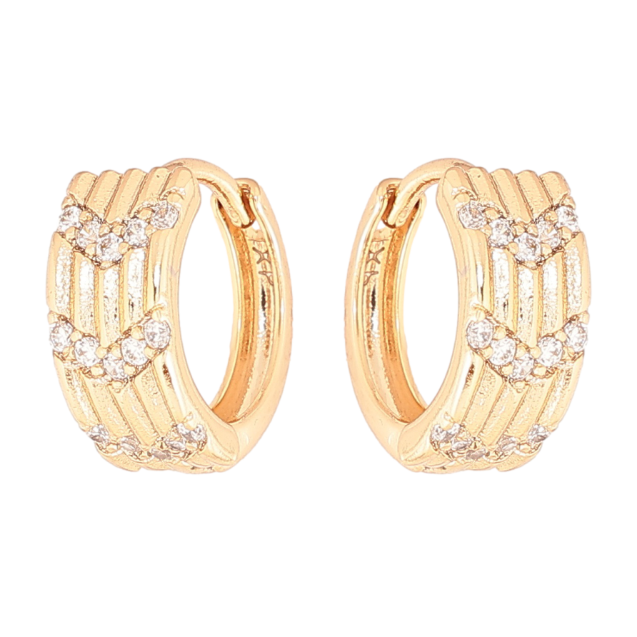 Сережки Xuping Позолота 18K колечка Візерунок з кристалами фото №1 Сережки Xuping Позолота 18K колечка Візерунок з кристалами фото №1