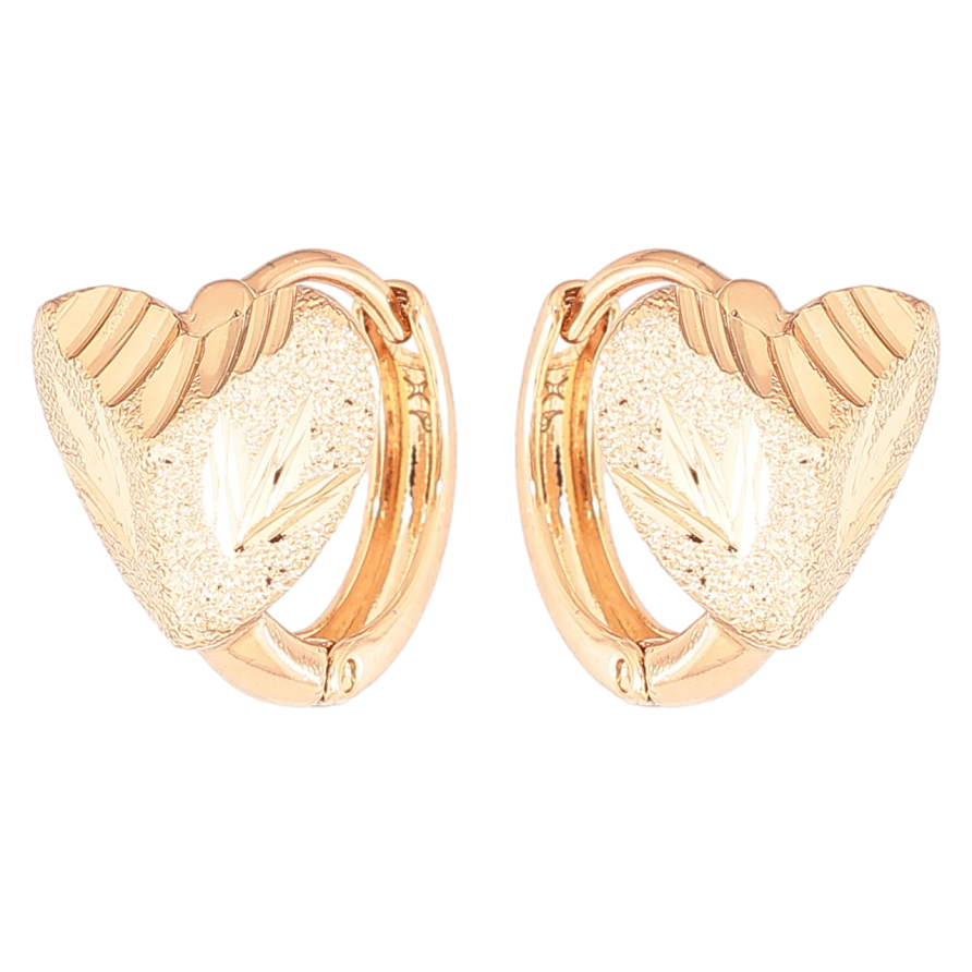 Серьги Xuping Позолота 18K колечки Сердечки с узором насечками фото №1