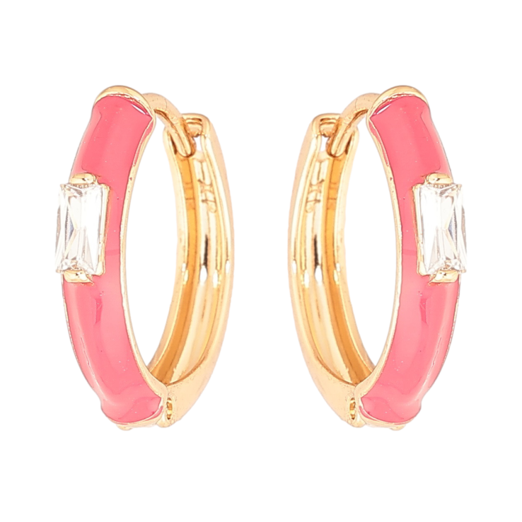 Серьги Xuping Позолота 18K колечки Покрытие розовой эмалью с вставкой кристалл фото №12