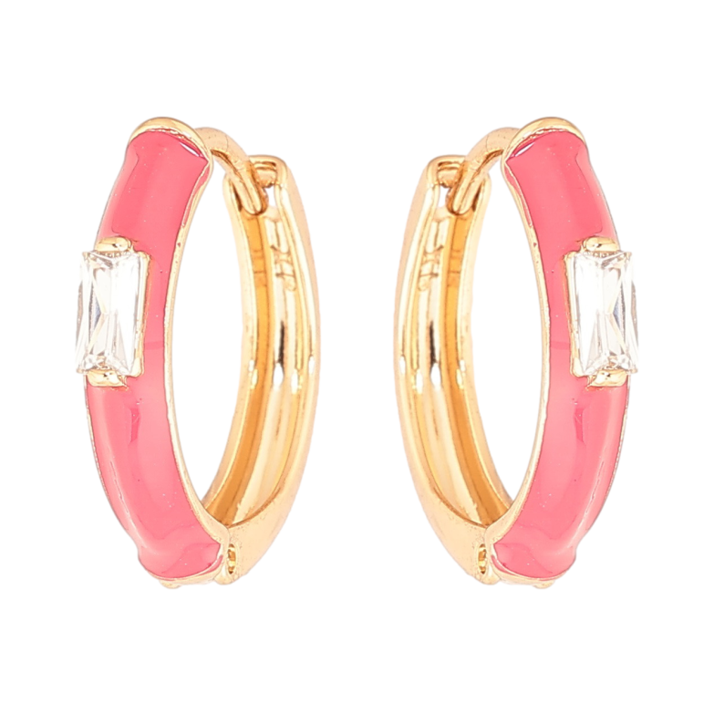 Сережки Xuping Позолота 18K колечка Покриття рожевою емаллю з вставкою кристал фото №2