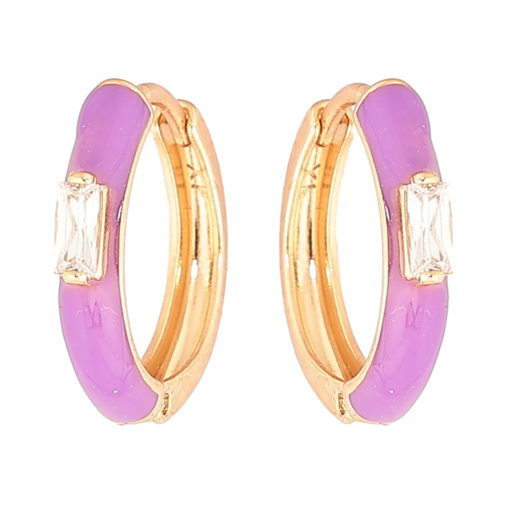 Серьги Xuping Позолота 18K колечки Покрытие сиреневой эмалью с вставкой кристалл фото №25