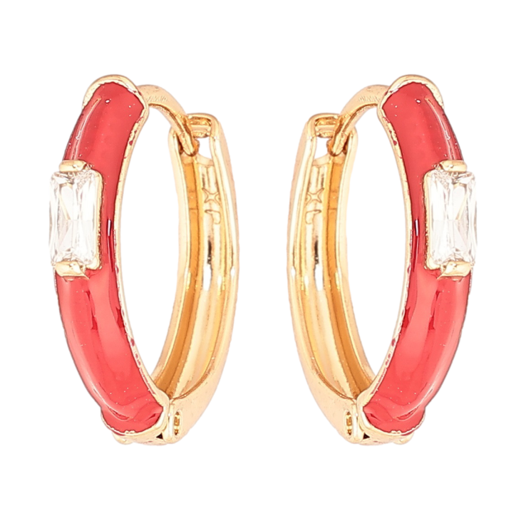 Серьги Xuping Позолота 18K колечки Покрытие красной эмалью с вставкой кристалл фото №13