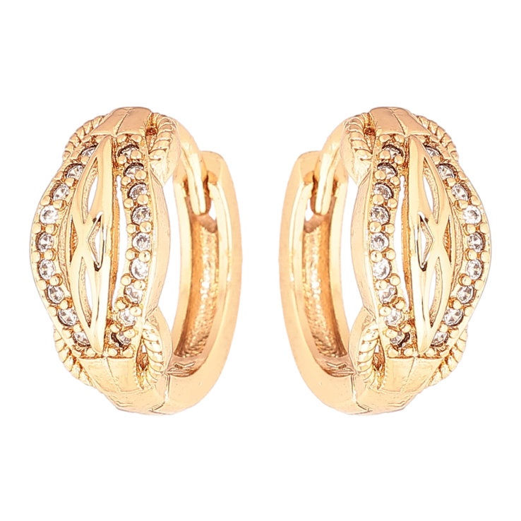 Сережки Xuping Позолота 18K колечка Декоративний візерунок з кристалами фото №11
