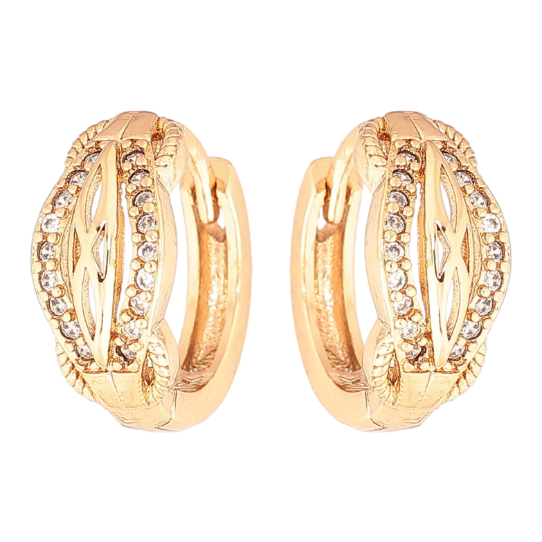 Серьги Xuping Позолота 18K колечки Декоративный узор с кристаллами фото №1