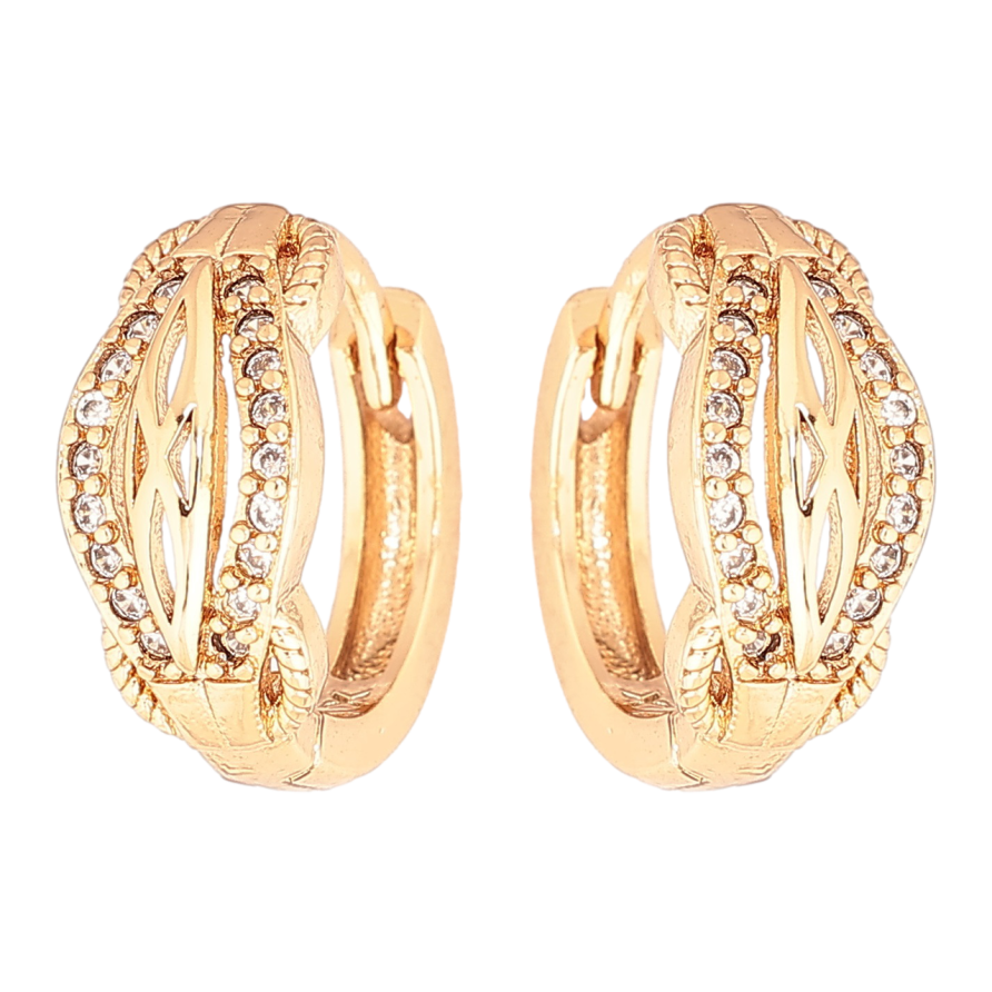 Сережки Xuping Позолота 18K колечка Декоративний візерунок з кристалами фото №1