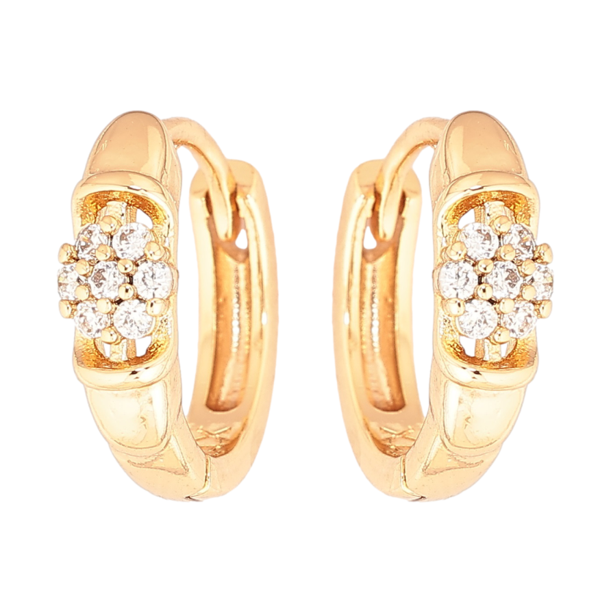 Сережки Xuping Позолота 18K колечка Кришталеві квіточки фото №1