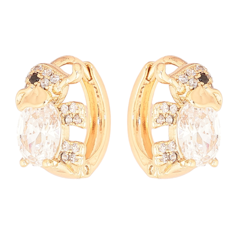 Серьги Xuping Позолота 18K колечки Кристальные слоники фото №1 Серьги Xuping Позолота 18K колечки Кристальные слоники фото №1