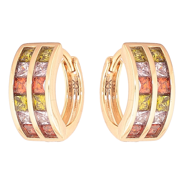 Серьги Xuping Позолота 18K колечки Дорожки разноцветных кристаллов фото №21