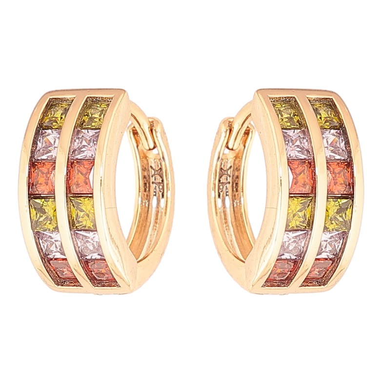 Сережки Xuping Позолота 18K колечка Доріжки різнокольорових кристалів фото №1