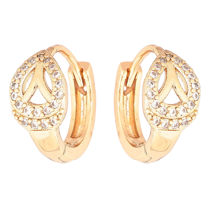 Сережки Xuping Позолота 18K колечка Візерунок з кристалами фото №1 Сережки Xuping Позолота 18K колечка Візерунок з кристалами фото №1