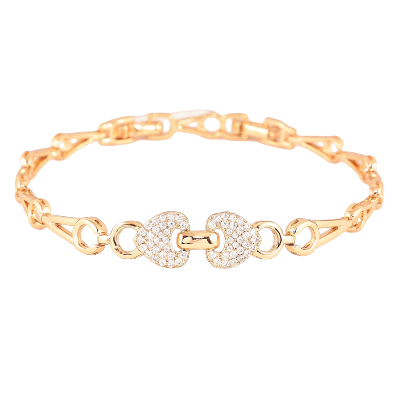 Браслет Xuping Позолота 18K Узор с кристаллами длина с доп.замком 17.5,19.5см х 6-10мм фото №1