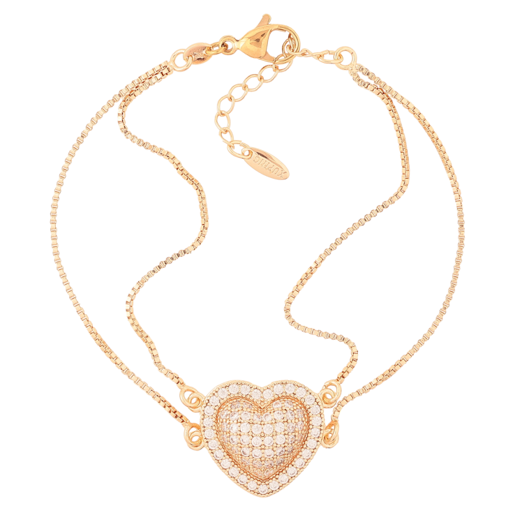 Браслет Xuping M&L Колір 18K «Подвійний ланцюжок із сердечком» довжина з дод.ланцюжком 18-22см х 1.5мм фото №11