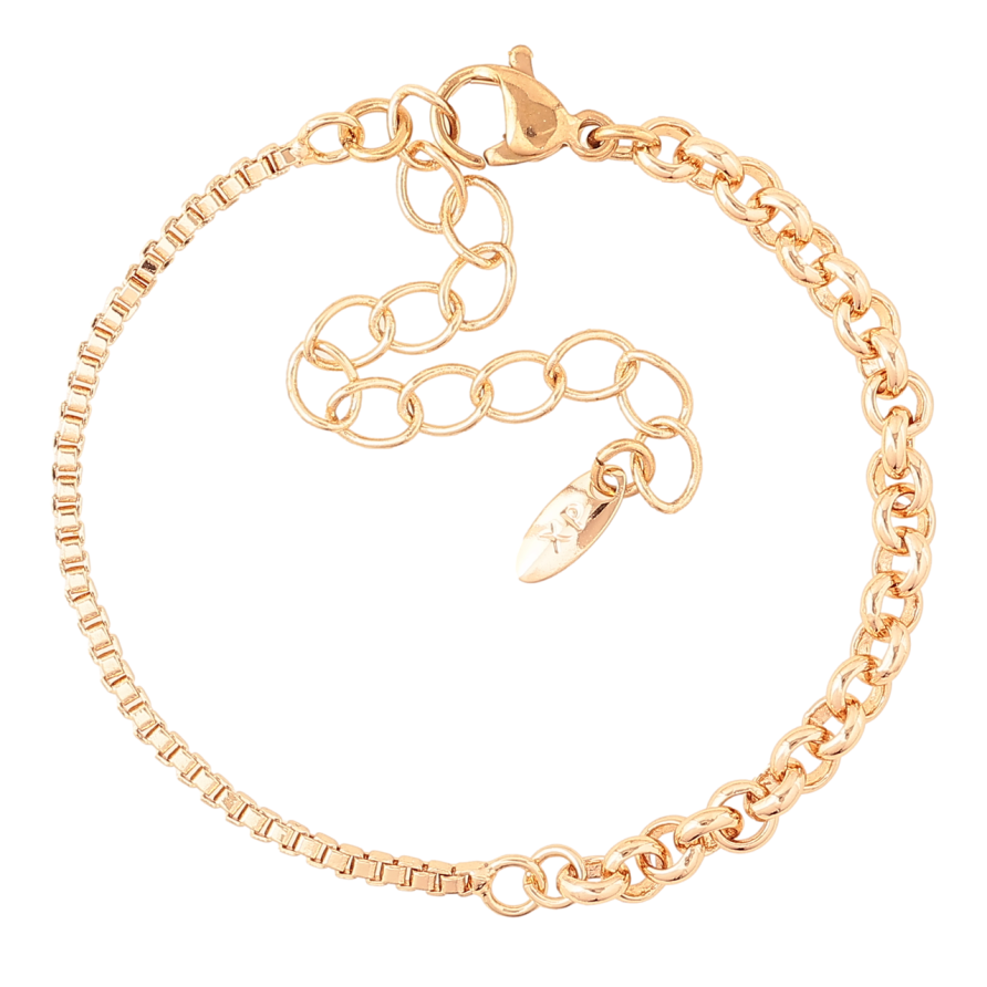 Браслет Xuping M&L Колір 18K Комбінований ланцюжок довжина з дод.ланцюжком 13.5-19см х 2-4мм фото №1 Браслет Xuping M&L Колір 18K Комбінований ланцюжок довжина з дод.ланцюжком 13.5-19см х 2-4мм фото №1