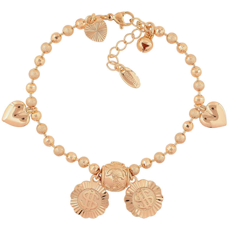 Браслет Xuping M&L Колір 18K «Ланцюжок з підвісками» довжина з доп.ланцюжком 18-21.5см х 4мм фото №5