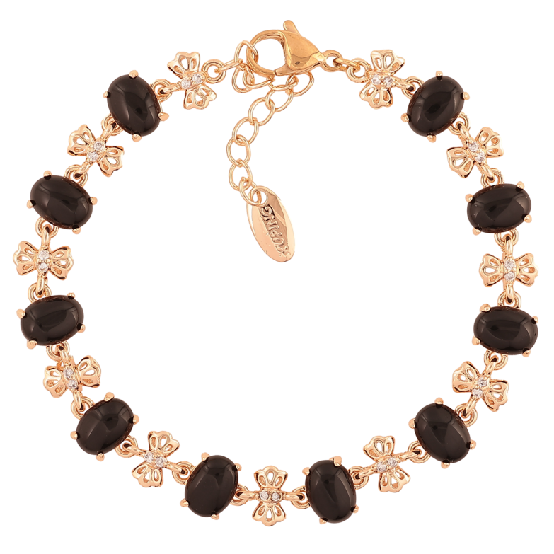 Браслет Xuping M&L Цвет 18K Черные кристаллы с бантиками» длинна с доп.цепочкой 18-21см х 7-8мм фото №1