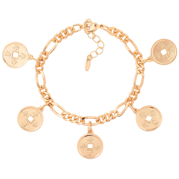 Браслет Xuping M&L Колір 18K «Ланцюжок з китайськими монетами» довжина з доп.ланцюжком 18-21см х 6мм фото №24