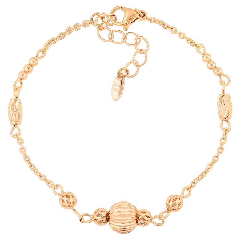 Браслет Xuping M&L Колір 18K «Ланцюжок зі вставками намистинами» довжина з доп.ланцюжком 18.5-21.5см х 2-8мм фото №1