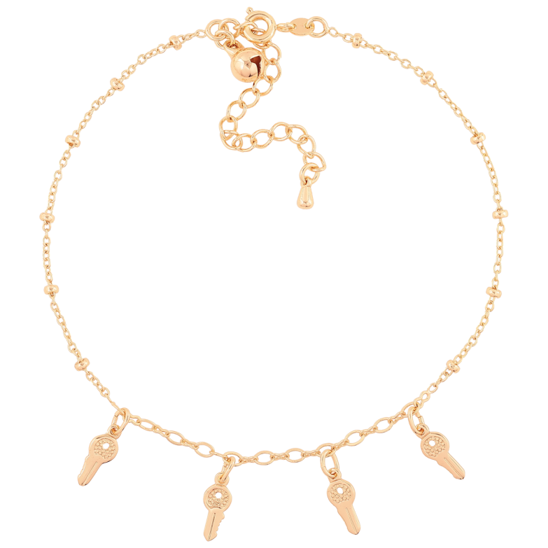 Браслет Xuping M&L Цвет 18К на ногу Цепочка с подвесками длинна с доп. цепочкой 24.5-29.5см х 1-3мм фото №1