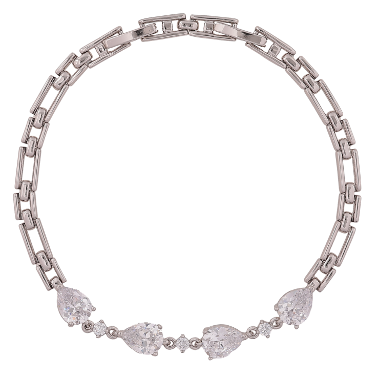 Браслет Xuping Родій «Декоративний візерунок з кришталевими крапельками» розмір з доп. замком 17.5,19.5см х 4-6мм фото №13