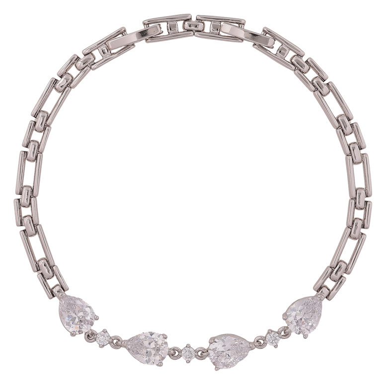 Браслет Xuping Родий Декоративный узор с кристальными капельками размер с доп. замком 17.5,19.5см х 4-6мм фото №1