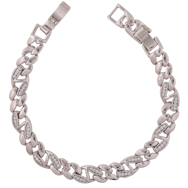 Браслет Xuping Родий Узор цепочка с кристаллами размер с доп. замком 17,19см х 7-8мм фото №22