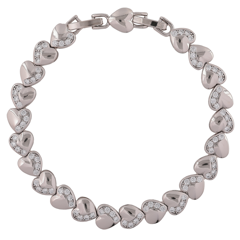 Браслет Xuping Родий Сердечки размер с доп. замком 17,19см х 7мм фото №1