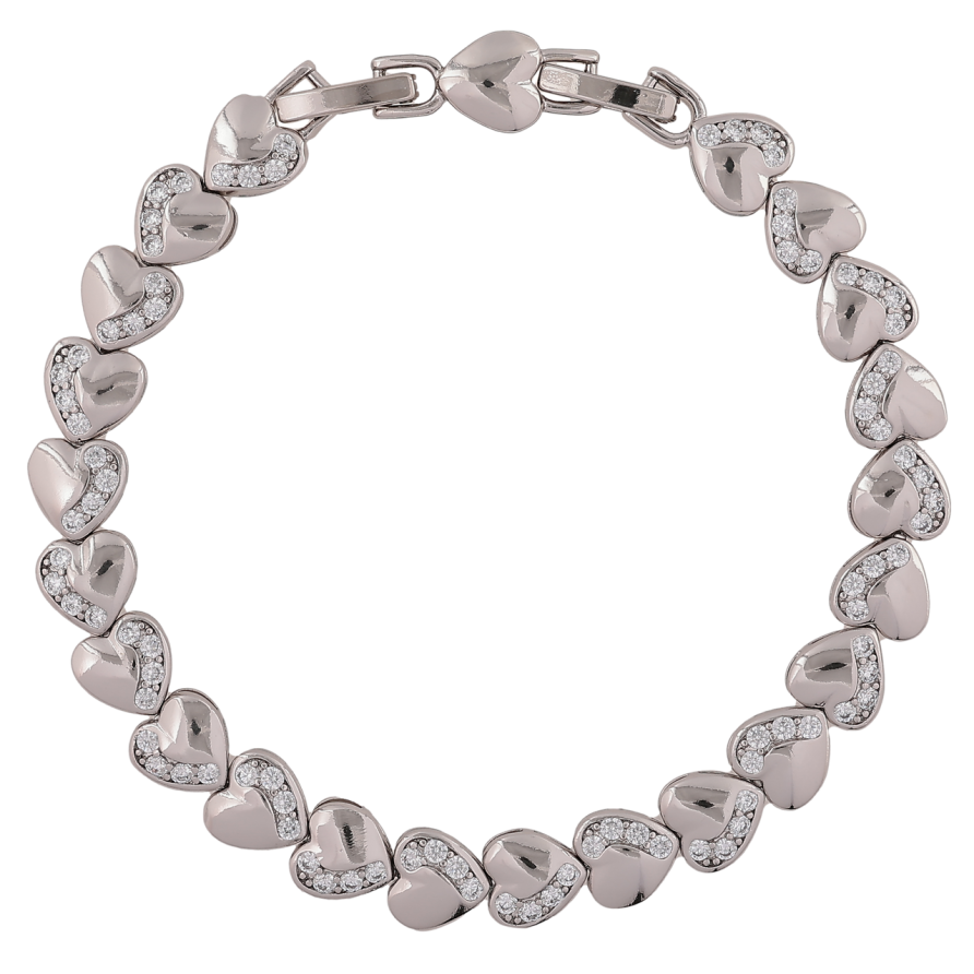 Браслет Xuping Родій «Сердечка» розмір з доп. замком 17,19см х 7мм фото №1