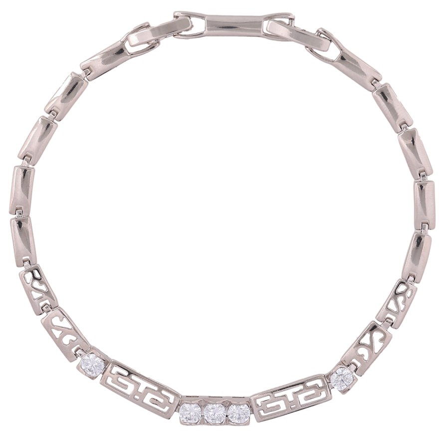 Браслет Xuping Родій «Різьблений візерунок з кристалами» розмір з доп. замком 17.5,19.5см х 3-5мм фото №1