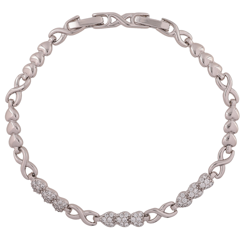 Браслет Xuping Родий Узор сердечки размер с доп. замком 17.5,19.5см х 4-5мм фото №15