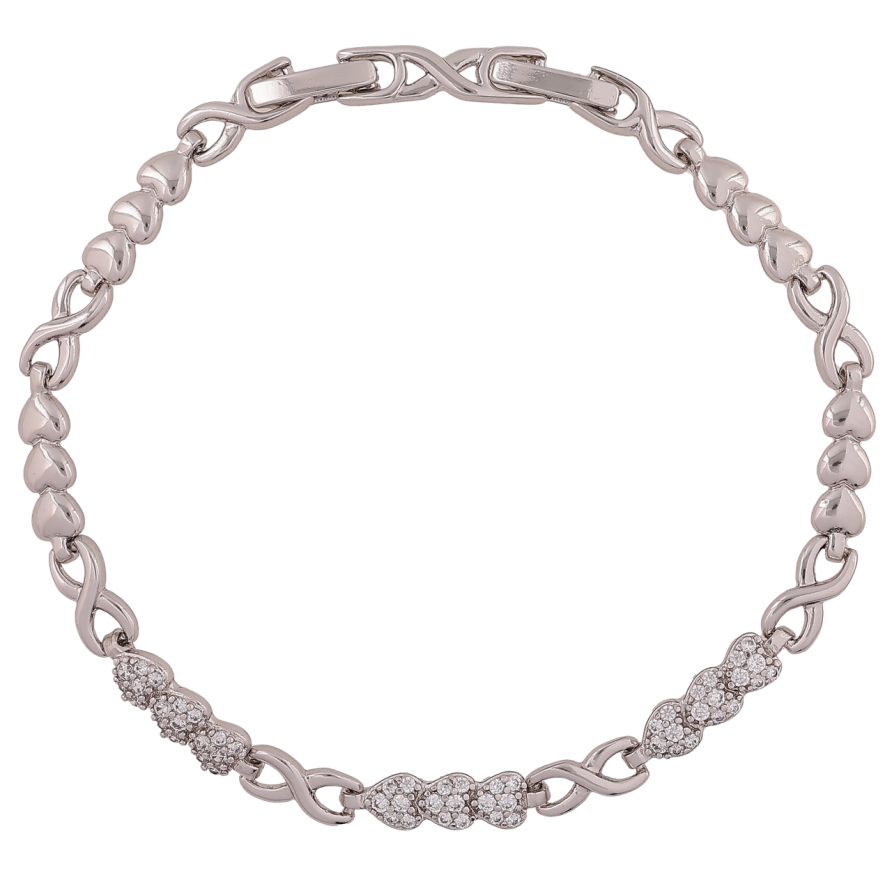 Браслет Xuping Родій «Візерунок сердечка» розмір з доп. замком 17.5,19.5см х 4-5мм фото №1