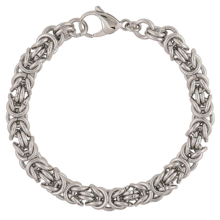 Браслет Xuping ТТМ Stainless Steel колір Родій «Ланцюжок Візантійське плетіння» розмір 20.5см х 8мм фото №1