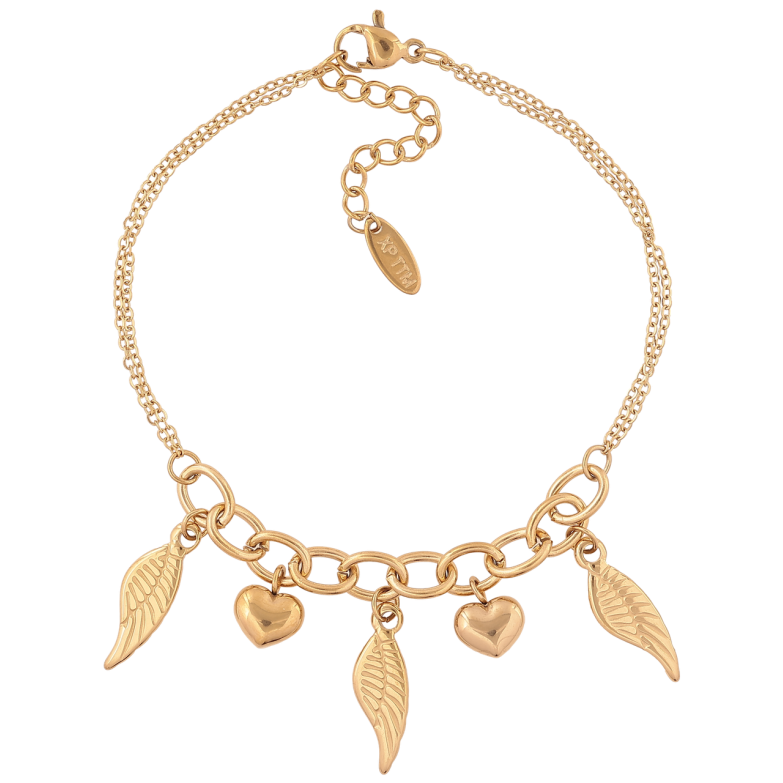 Браслет Xuping ТТМ Stainless Steel колір 14К «Комбінований ланцюжок з підвісками» з доп.ланцюгом 18-22см х 2мм фото №16