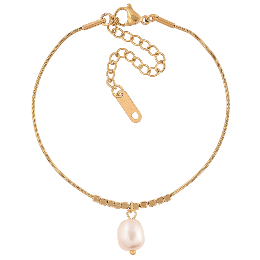 Браслет Xuping ТТМ Stainless Steel колір 14К «Ланцюжок з перлинною підвіскою» з доп.ланцюгом 17.5-23см х 1мм фото №1