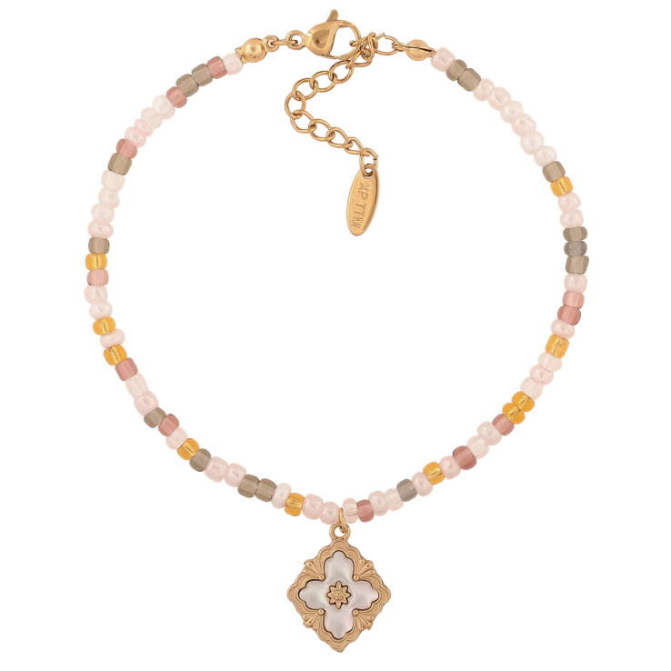 Браслет Xuping ТТМ Stainless Steel цвет 14К Разноцветный бисер с подвеской с доп.цеп 19.5-23см х 3мм фото №21