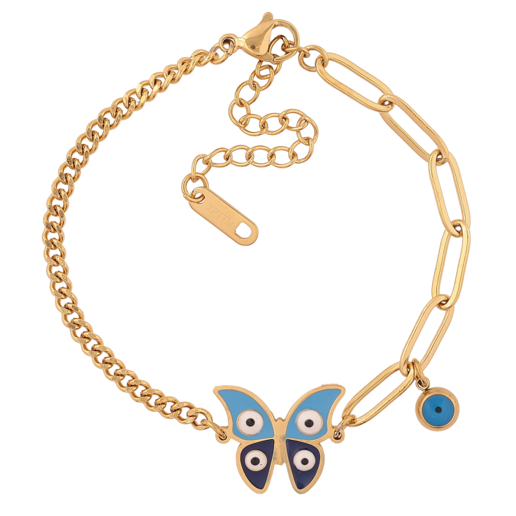 Браслет Xuping ТТМ Stainless Steel колір 14К «Комбінований ланцюжок з метеликом» з доп.ланцюгом 16-21см х 3-4мм фото №23