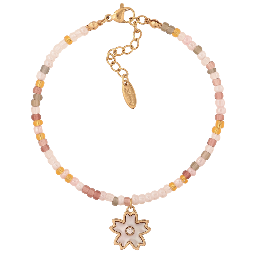 Браслет Xuping ТТМ Stainless Steel цвет 14К Разноцветный бисер с подвеской с доп.цеп 18.5-21.5см х 3мм фото №1