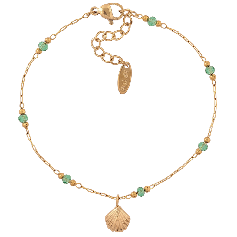 Браслет Xuping ТТМ Stainless Steel колір 14К «Ланцюжок з намистинами та підвіскою» з доп.ланцюгом 17.5-21см х 1мм фото №1