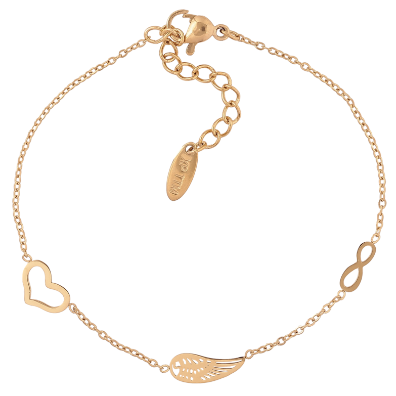 Браслет Xuping ТТМ Stainless Steel колір 14К «Ланцюжок зі вставками» з доп.ланцюгом 17.5-21см х 1мм фото №1