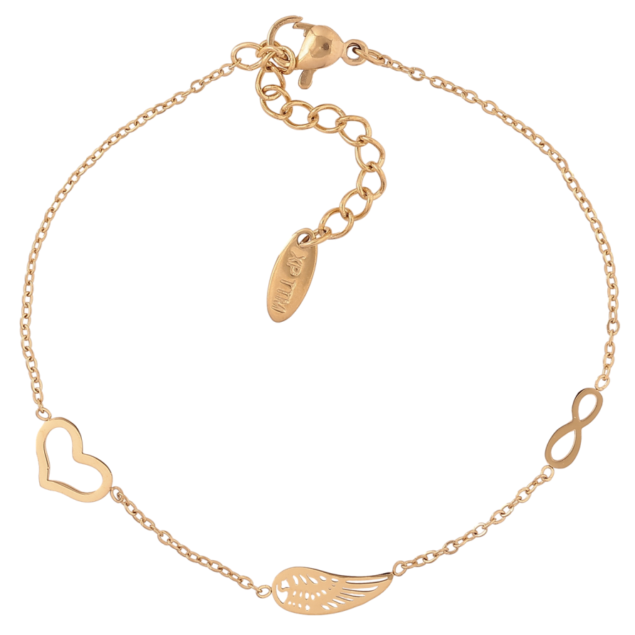 Браслет Xuping ТТМ Stainless Steel колір 14К «Ланцюжок зі вставками» з доп.ланцюгом 17.5-21см х 1мм фото №1