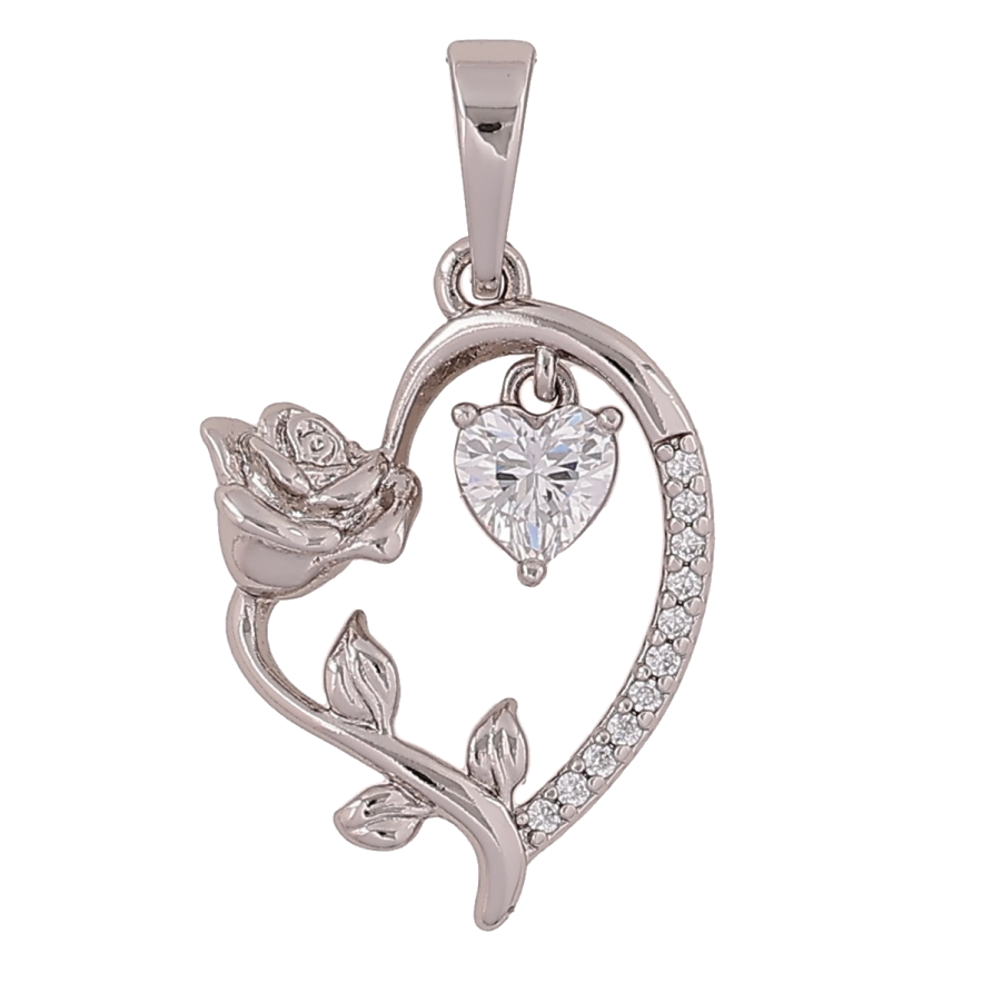 Кулон Xuping Родій «Сердечко з трояндою» для ланцюжка до 6мм фото №1