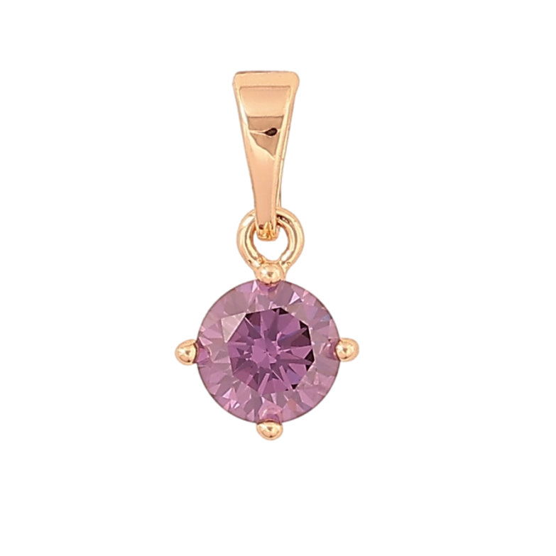 Кулон Xuping M&L Колір 18К «Бузковий кристал, ø 6мм» для ланцюжка до 5мм фото №1