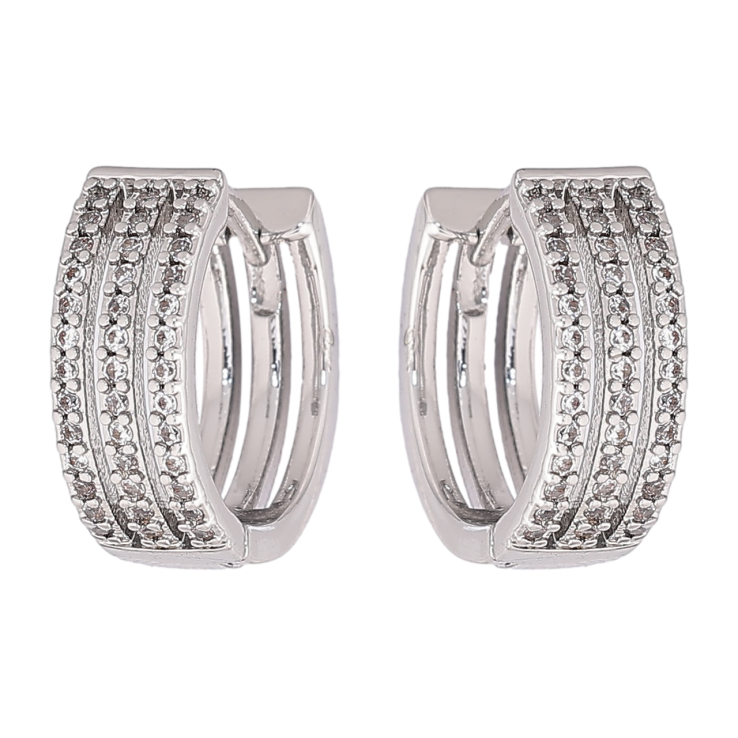 Серьги Xuping M&L Цвет Родий колечки Дорожки кристаллов фото №15