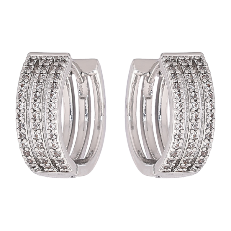 Серьги Xuping M&L Цвет Родий колечки Дорожки кристаллов фото №6