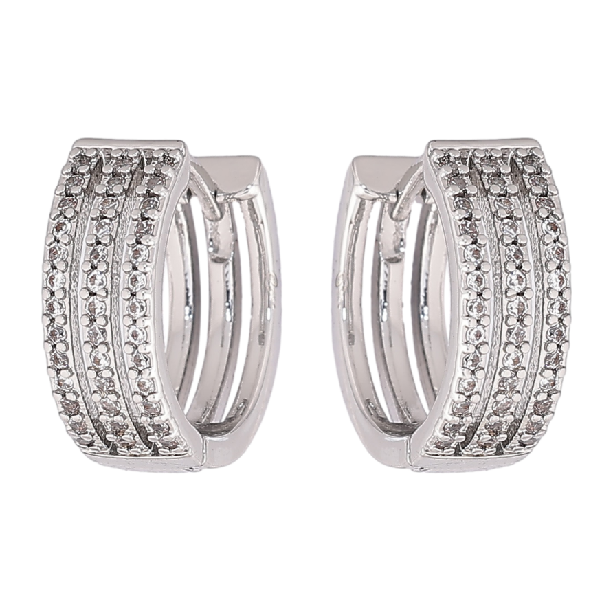 Серьги Xuping M&L Цвет Родий колечки Дорожки кристаллов фото №1