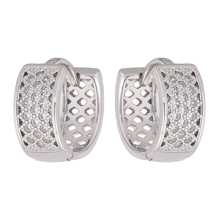 Серьги Xuping M&L Цвет Родий колечки Инкрустация кристаллами фото №15