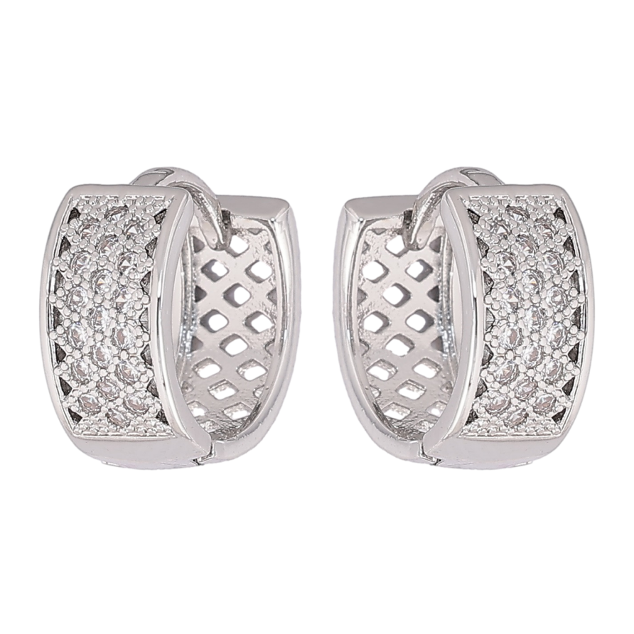 Серьги Xuping M&L Цвет Родий колечки Инкрустация кристаллами фото №1