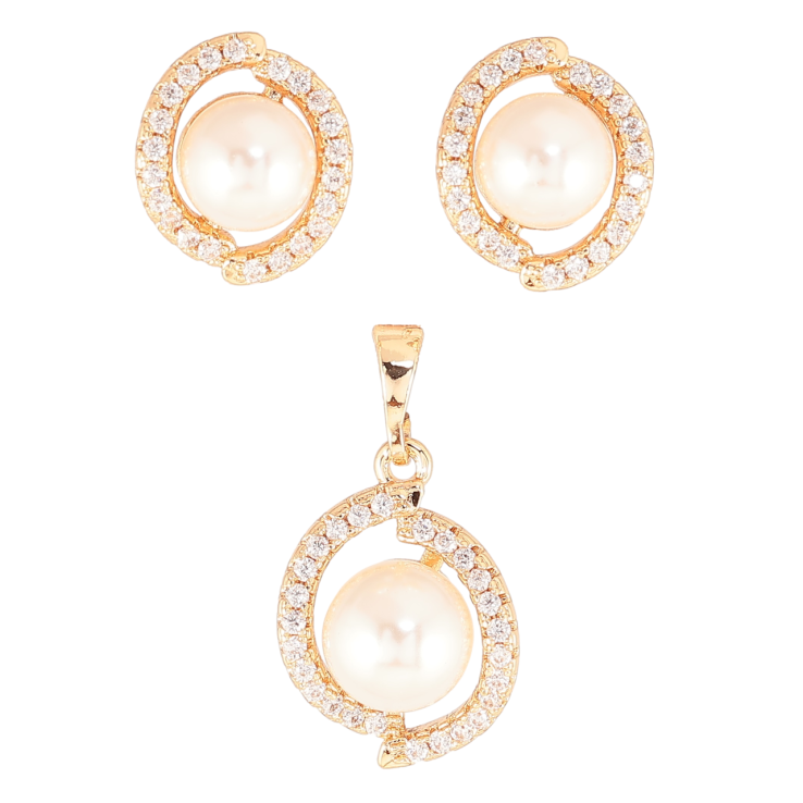 Набір Xuping M&L Колір 18K Сережки Кулон «Перлини в обрамленні кристалів» фото №25