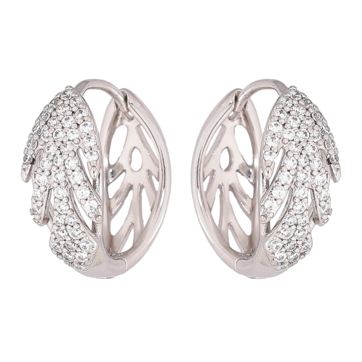 Серьги Xuping Родий колечки Узор с инкрустацией кристаллами фото №7