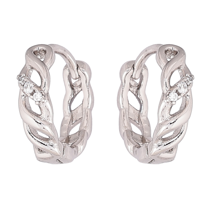 Серьги Xuping Родий колечки Узор с кристаллами фото №1